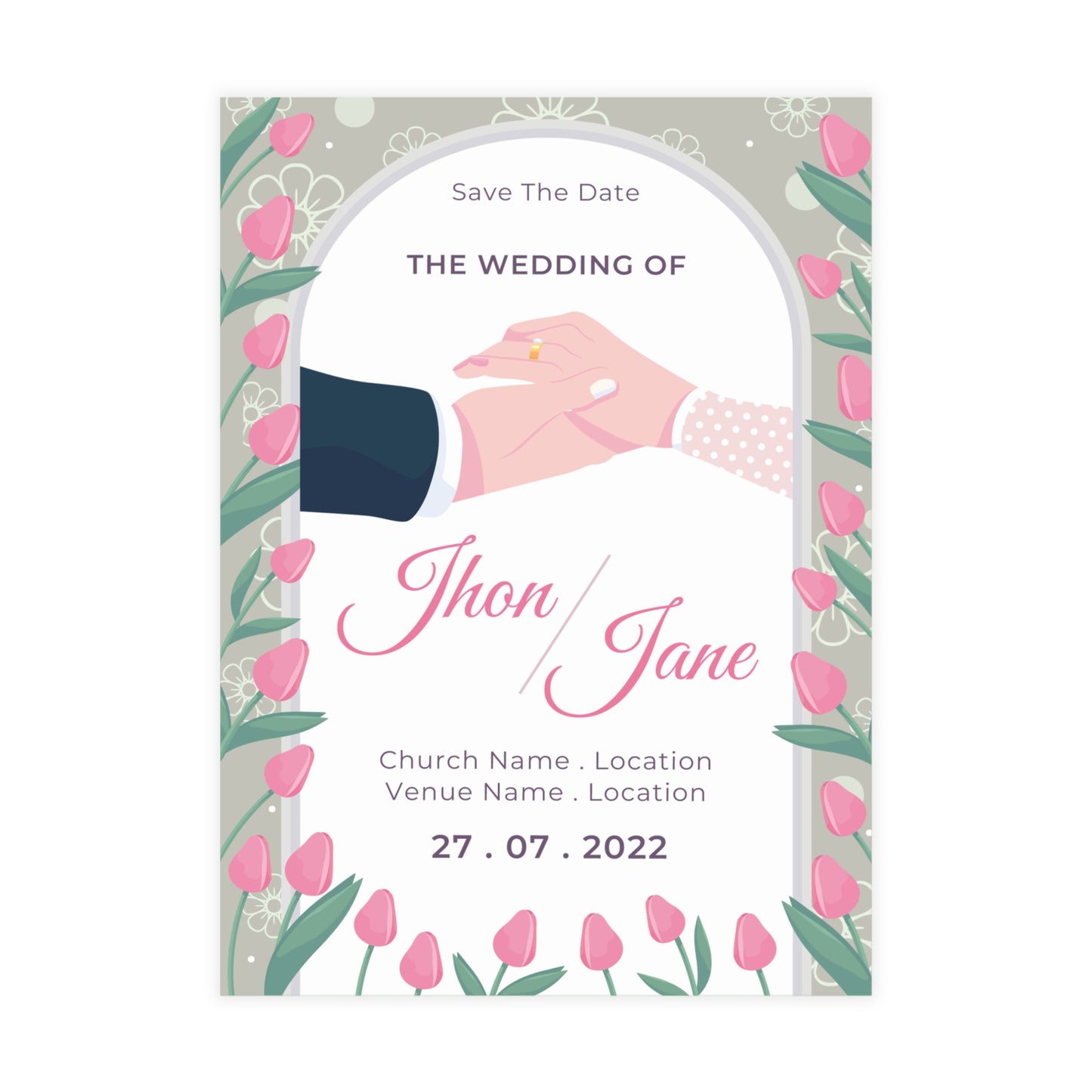 Create a personalized wedding invitation, bride and groom presentation