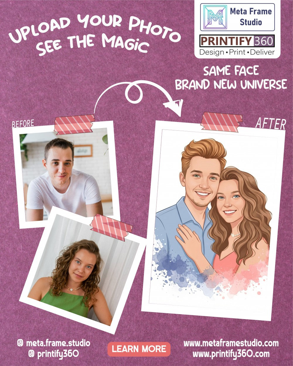Create a personalized wedding invitation with watercolor effect