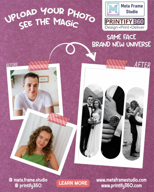 Personalized wedding invitation with video, black and white bride and groom photo