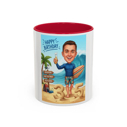 Surfer's birthday, personalized Colorful Mugs (11oz, 15oz)