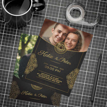 Personalized wedding invitation, bride and groom classic black invitation