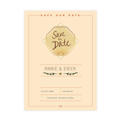 Personalized wedding invitation, corners design for bride and groom