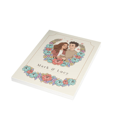 Personalized wedding invitation, coffee and lovers
