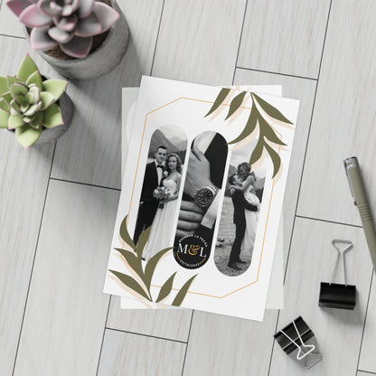 Personalized wedding invitation, black and white bride and groom photo
