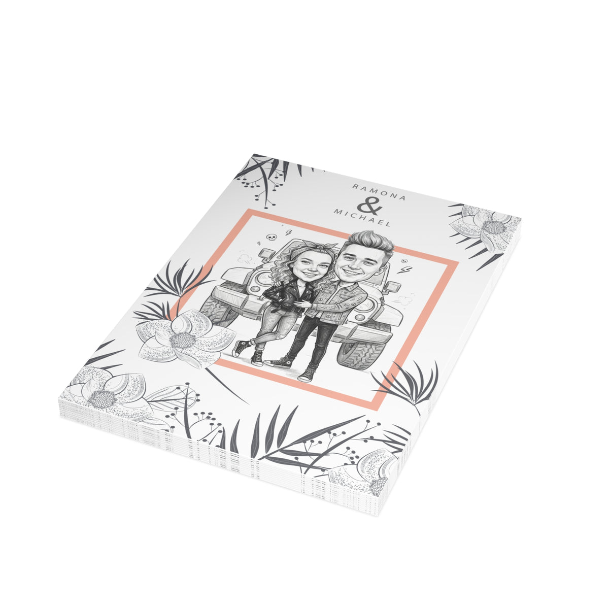 Personalized wedding invitations for a bride and groom who do extreme sports