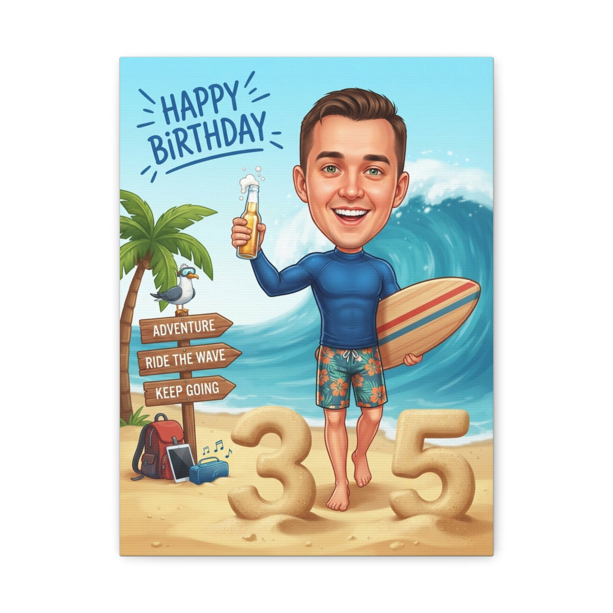 Surfer's birthday, Matte Canvas