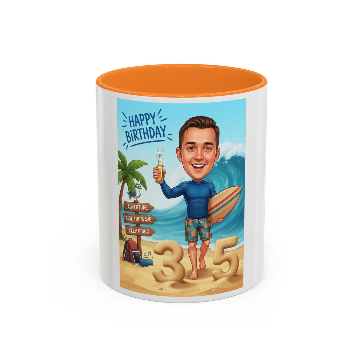Surfer's birthday, personalized Colorful Mugs (11oz, 15oz)
