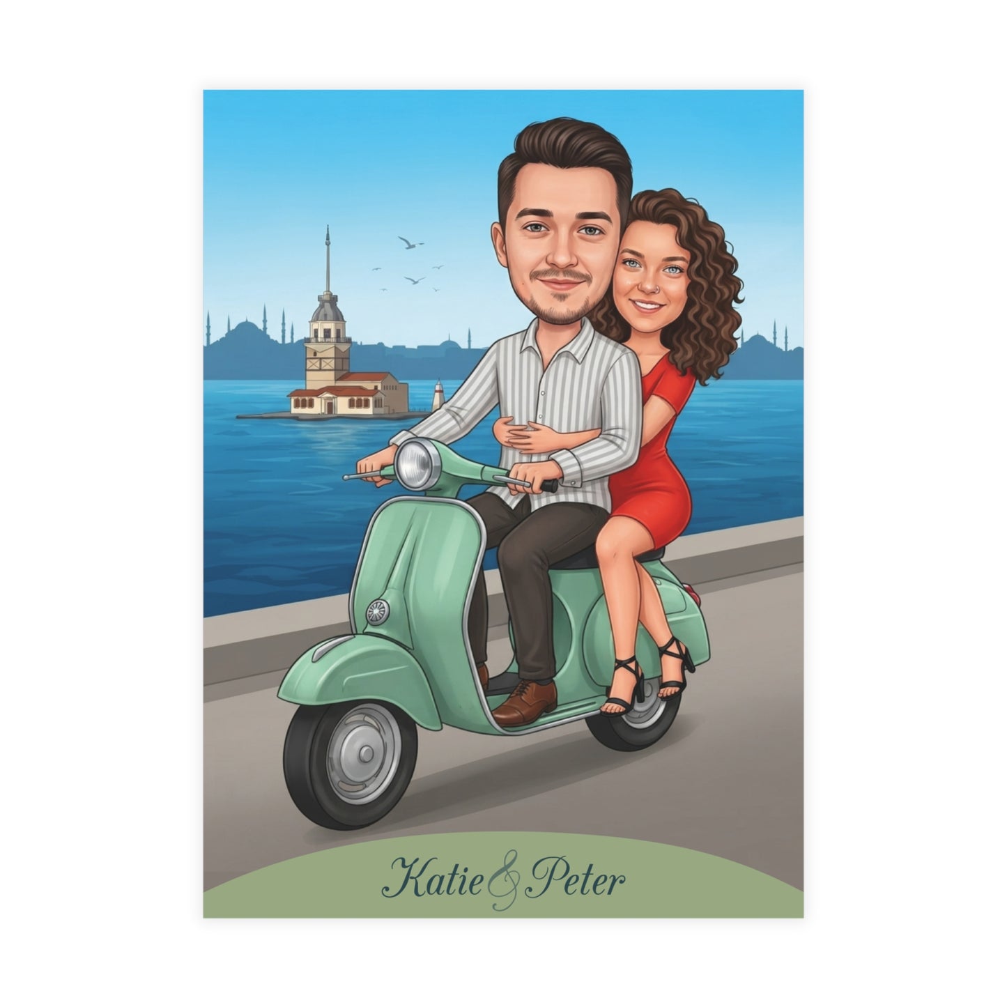 Personalized wedding invitation, motorcycle lovers in Istanbul