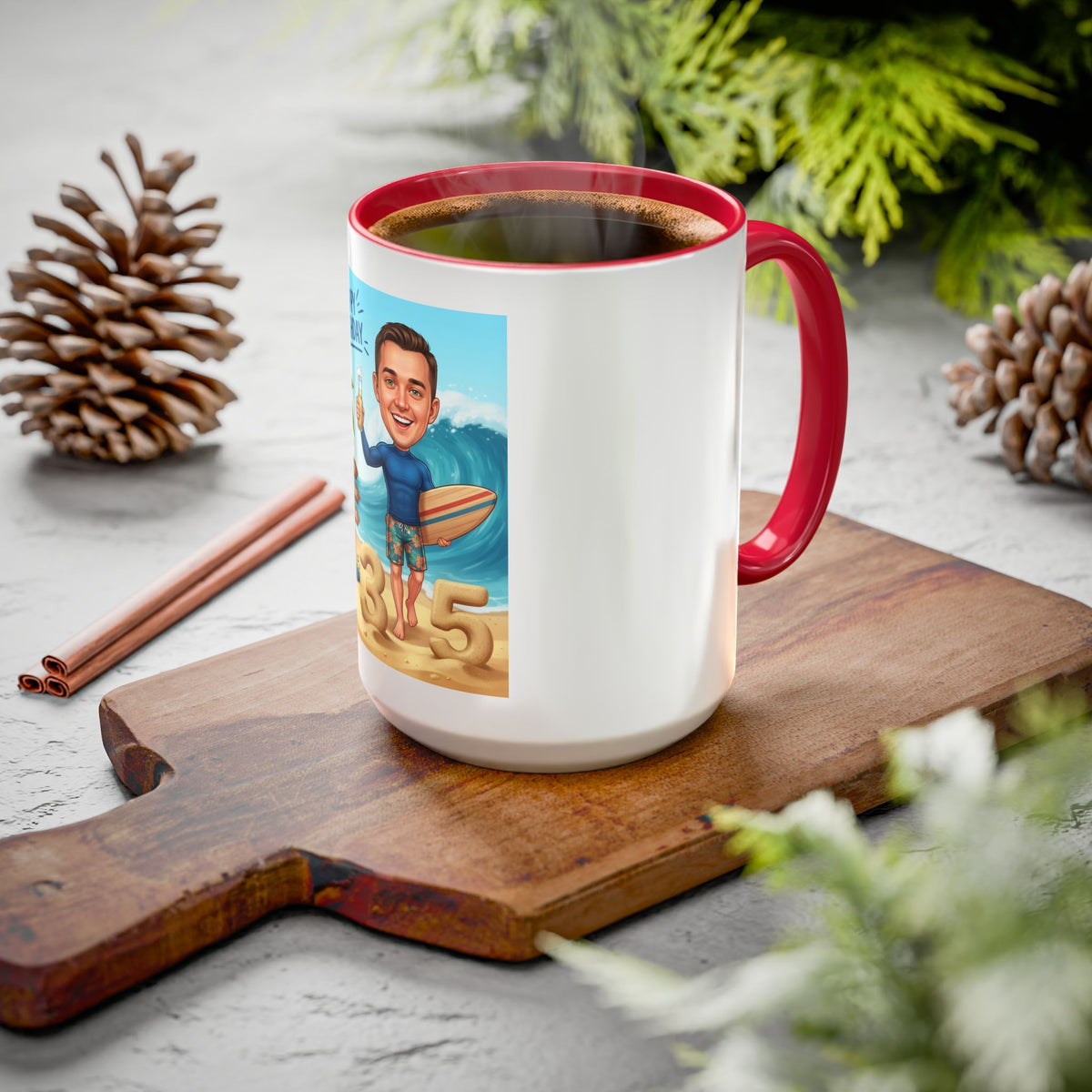 Surfer's birthday, personalized Colorful Mugs (11oz, 15oz)