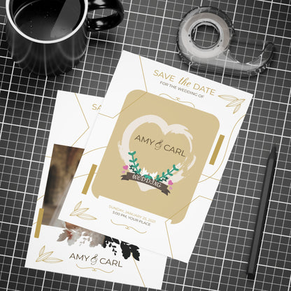 Personalized wedding invitation, bride and groom phone selfie