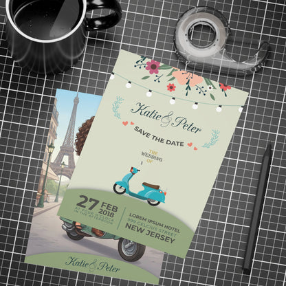 Personalized wedding invitation, motorcycle lovers in Paris