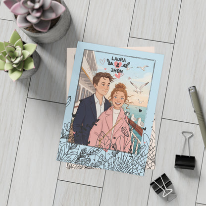 Personalized wedding invitation, two lovers in Istanbul