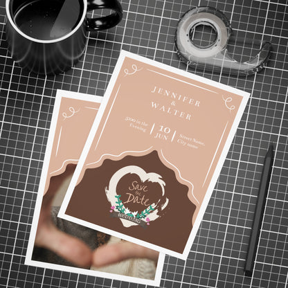 Personalized wedding invitation, heart-shaped selfie