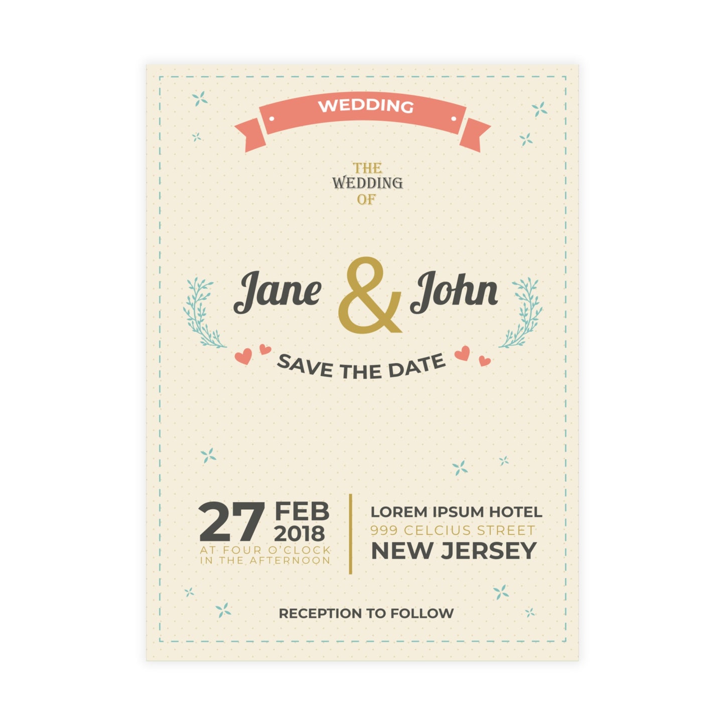 Personalized wedding invitation, bride and groom profile photos