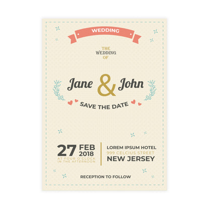 Personalized wedding invitation, bride and groom profile photos