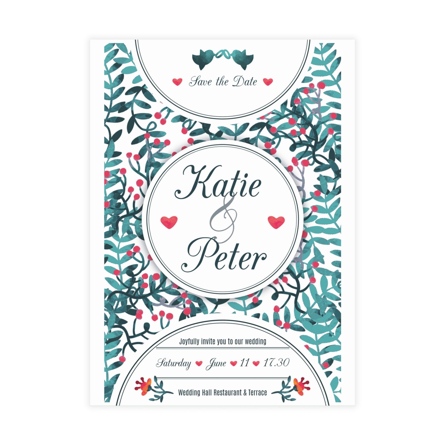 Create a personalized wedding invitation with watercolor effect