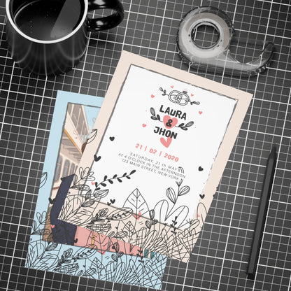 Personalized wedding invitation, two lovers in Istanbul