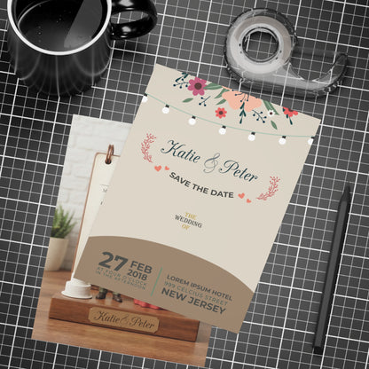 Personalized wedding invitation, 3D figurine Bride and Groom