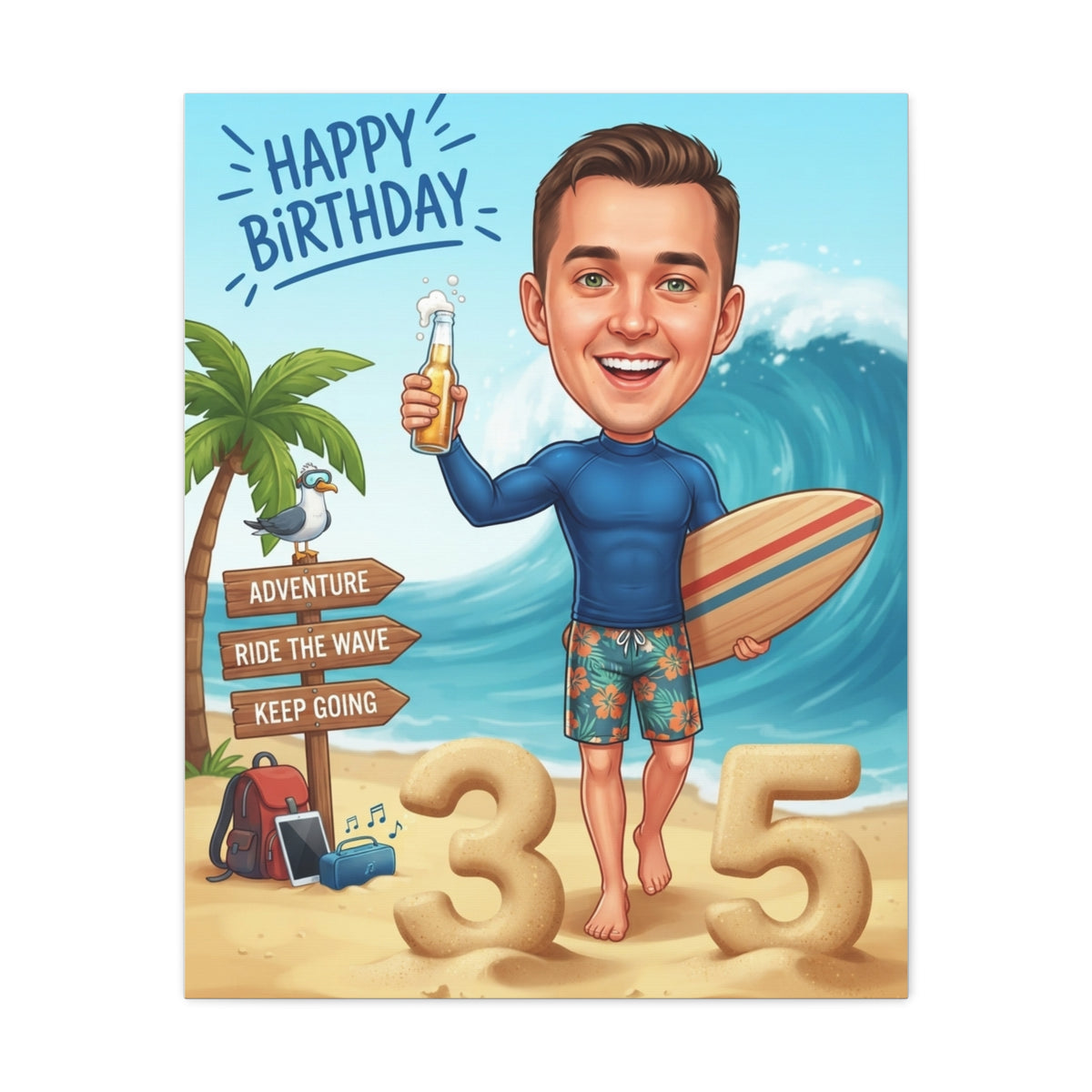 Surfer's birthday, Matte Canvas