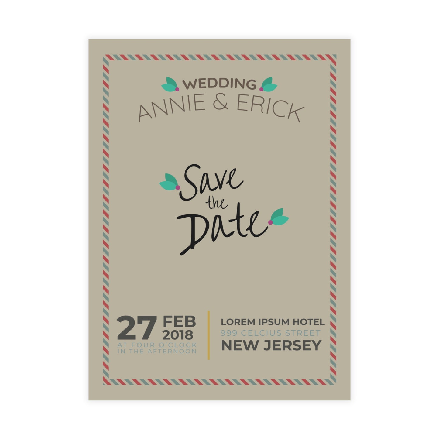 Personalized wedding invitation, Polaroid photo