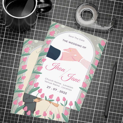 Create a personalized wedding invitation, bride and groom presentation