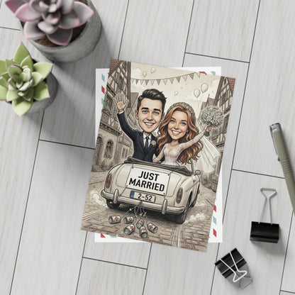 Personalized wedding invitation, Just Married Village