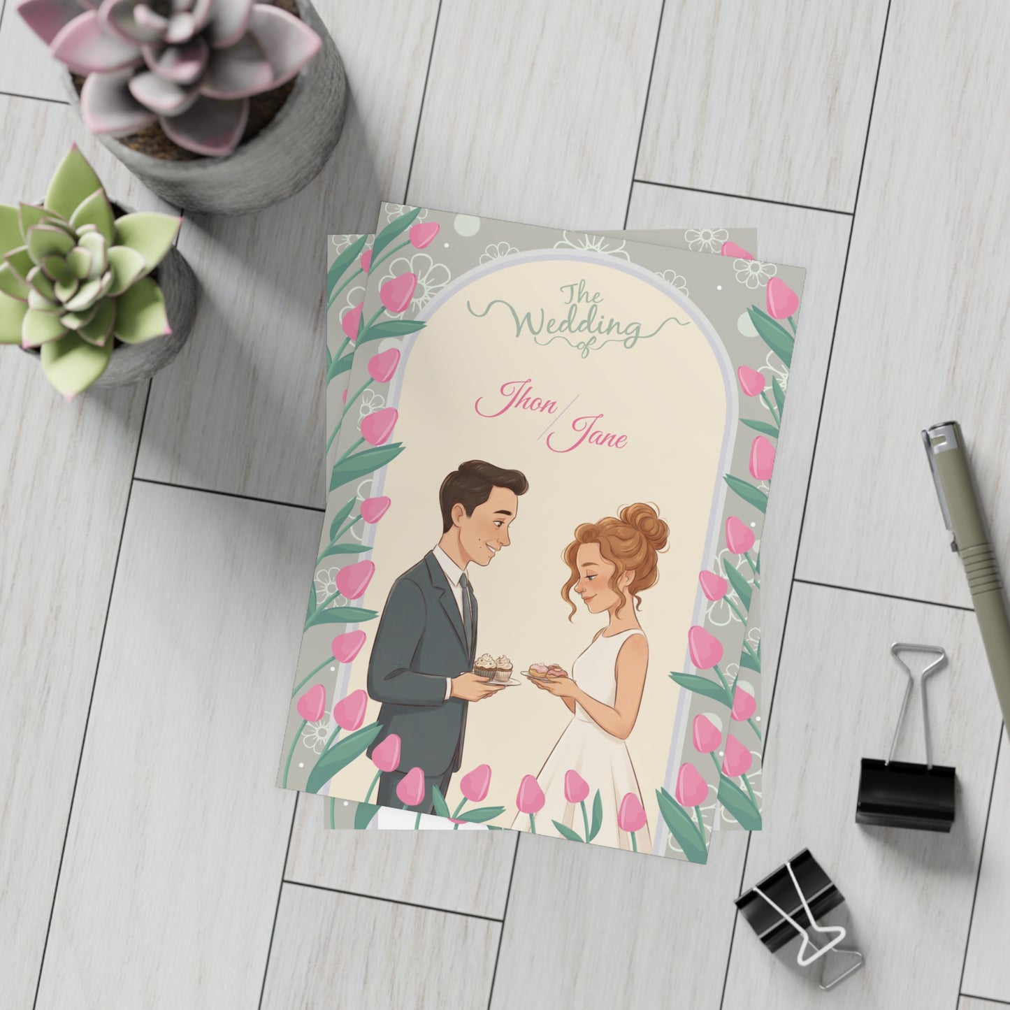 Create a personalized wedding invitation, bride and groom presentation