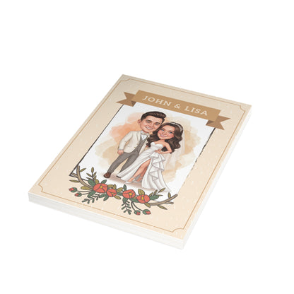 Personalized wedding invitation, bride and groom with watercolor effect