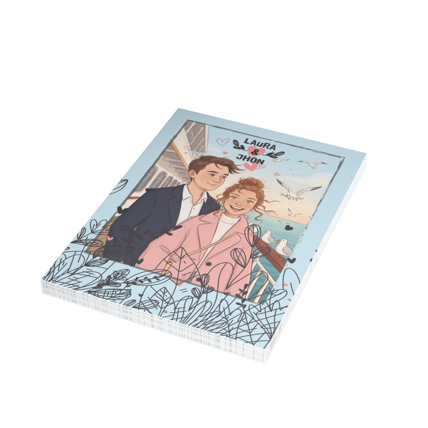 Personalized wedding invitation, two lovers in Istanbul