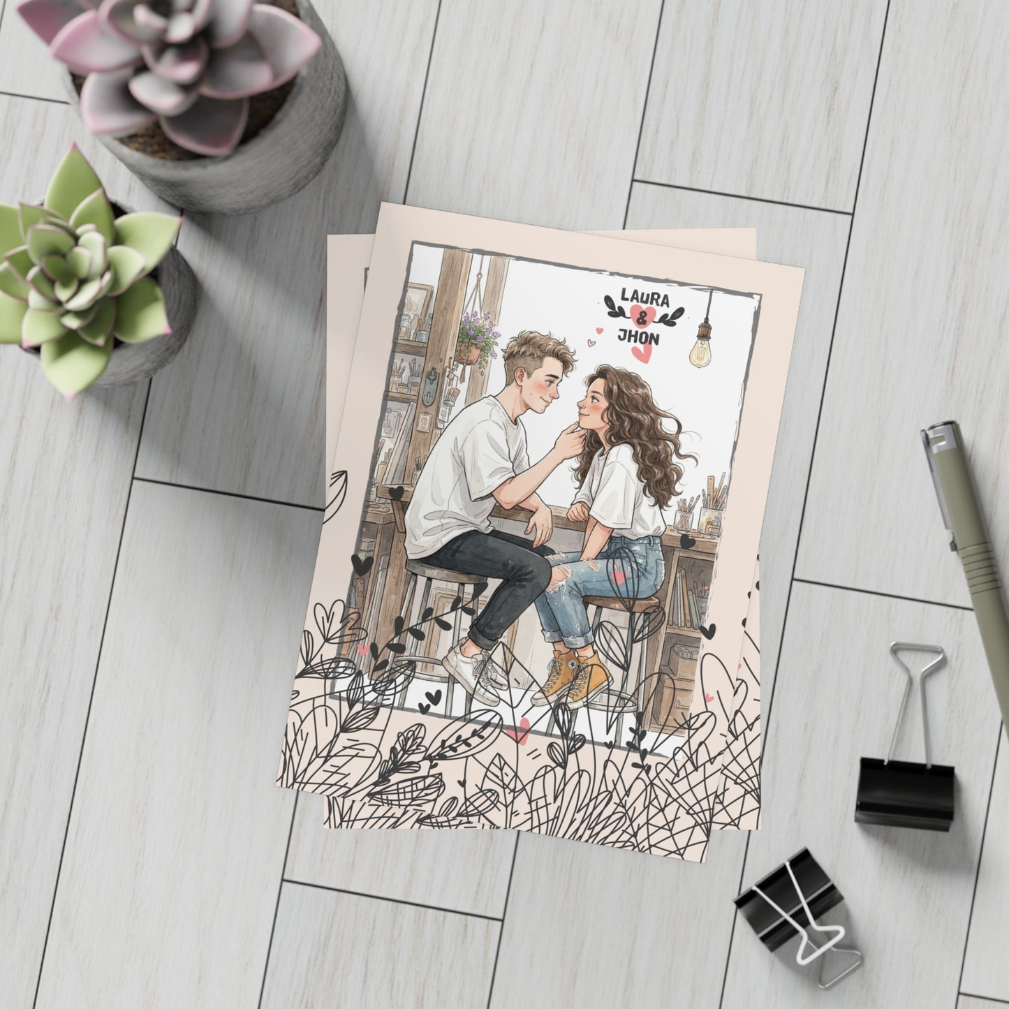 Personalized wedding invitation, college sweetheart style