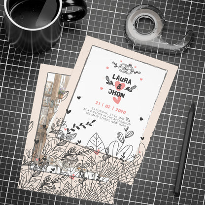 Personalized wedding invitation, college sweetheart style