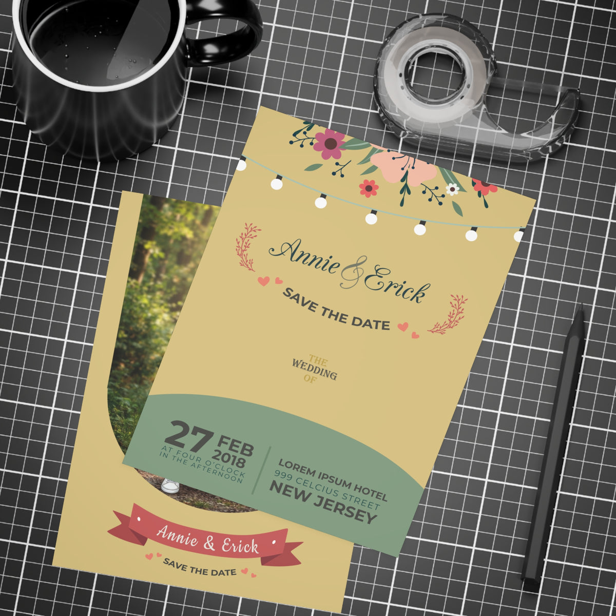 Personalized wedding invitations for a bride and groom who do extreme sports