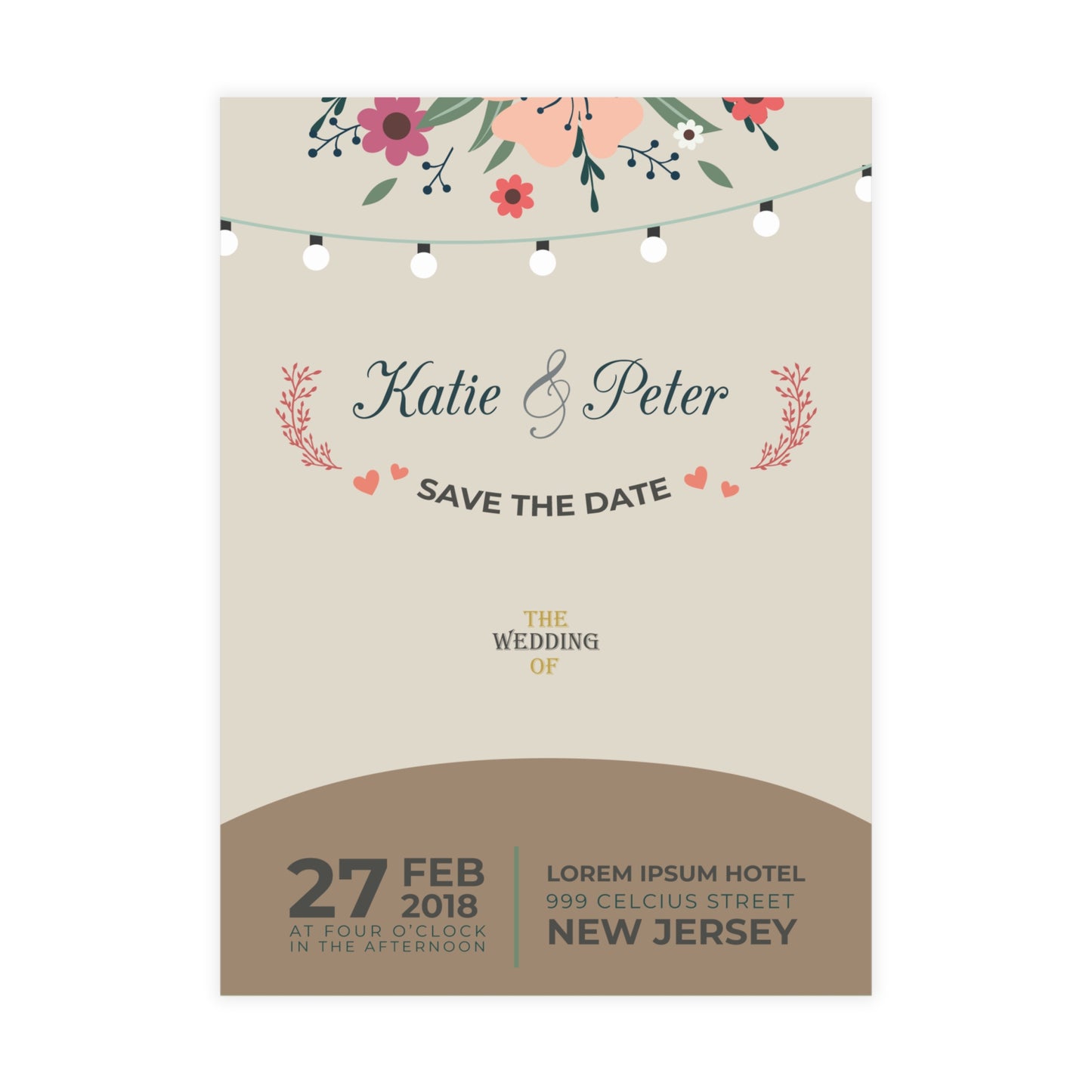 Personalized wedding invitation, 3D Bride and Groom