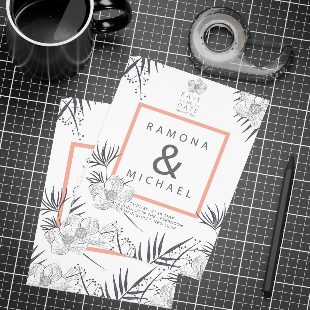 Personalized wedding invitations for a bride and groom who do extreme sports