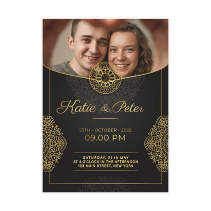 Personalized wedding invitation, bride and groom classic black invitation