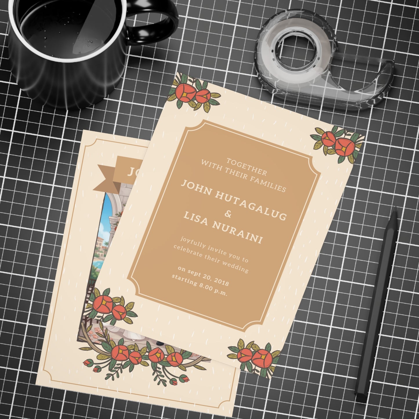 Personalized wedding invitation, marriage ceremony
