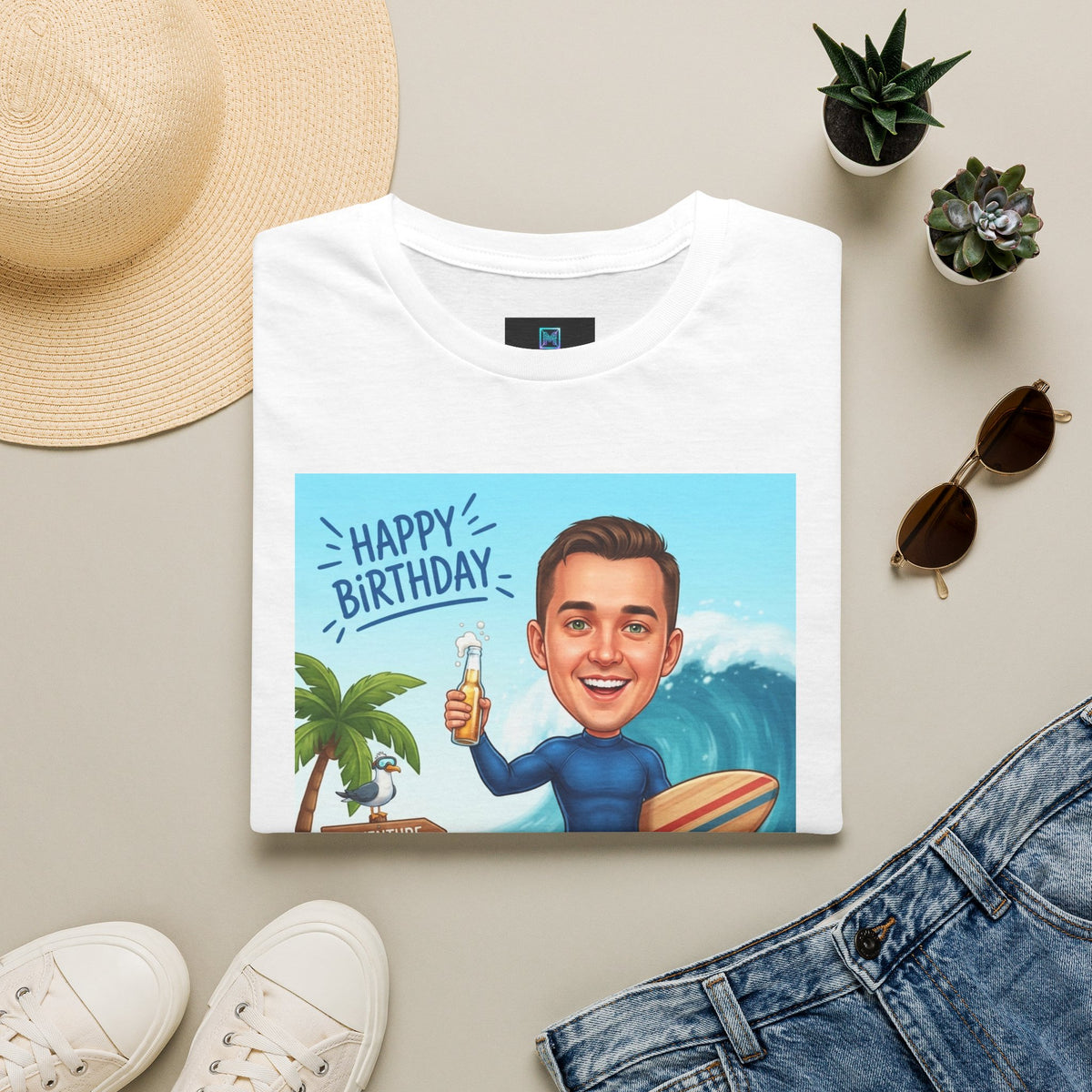 Surfer's birthday personalized t-shirt