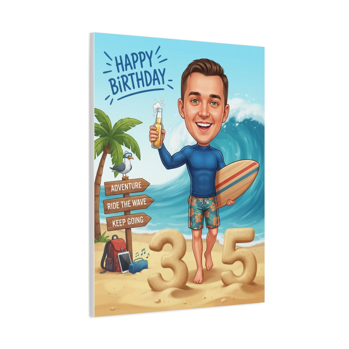 Surfer's birthday, Matte Canvas