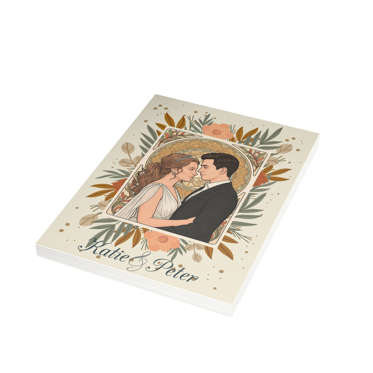 Personalized wedding invitation, bride and groom gothic design