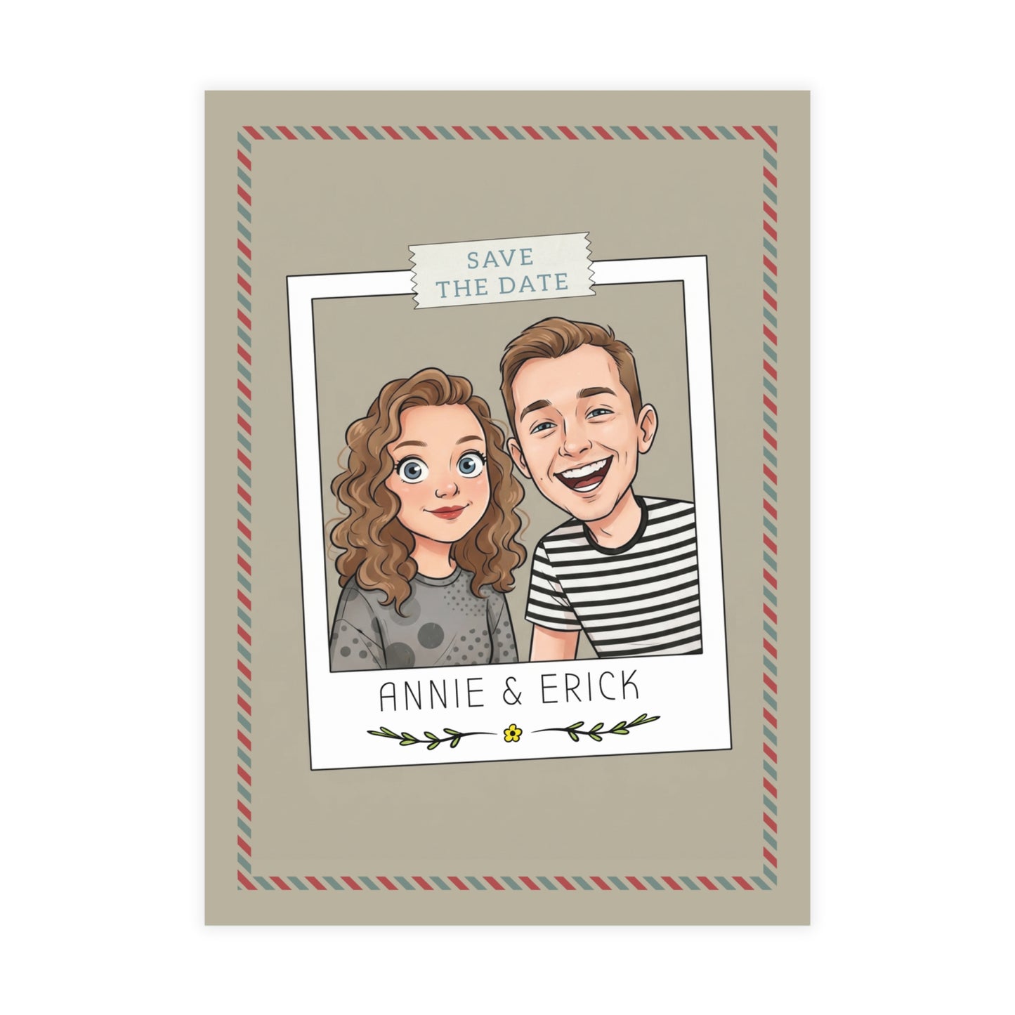Personalized wedding invitation, Polaroid photo