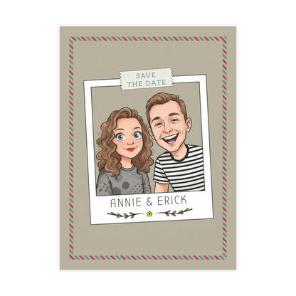 Personalized wedding invitation, Polaroid photo