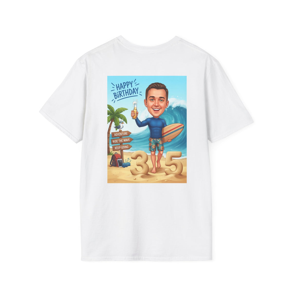 Surfer's birthday personalized t-shirt