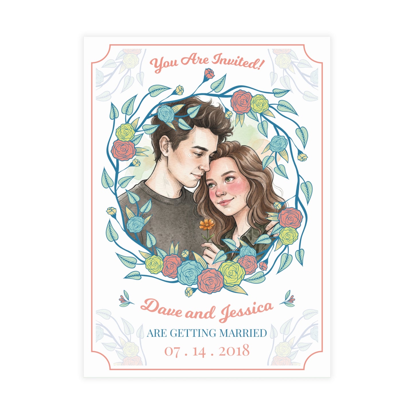 Personalized wedding invitation, for two lovers