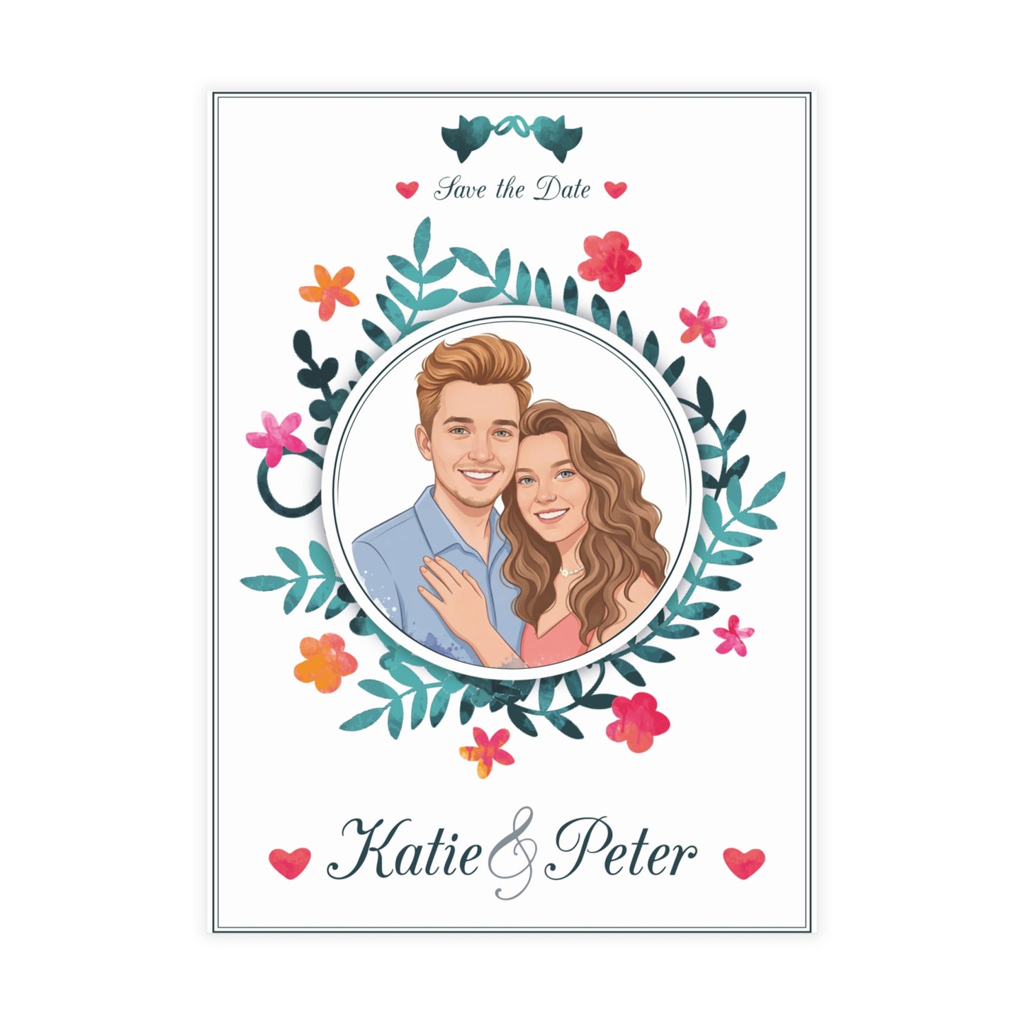 Create a personalized wedding invitation with watercolor effect