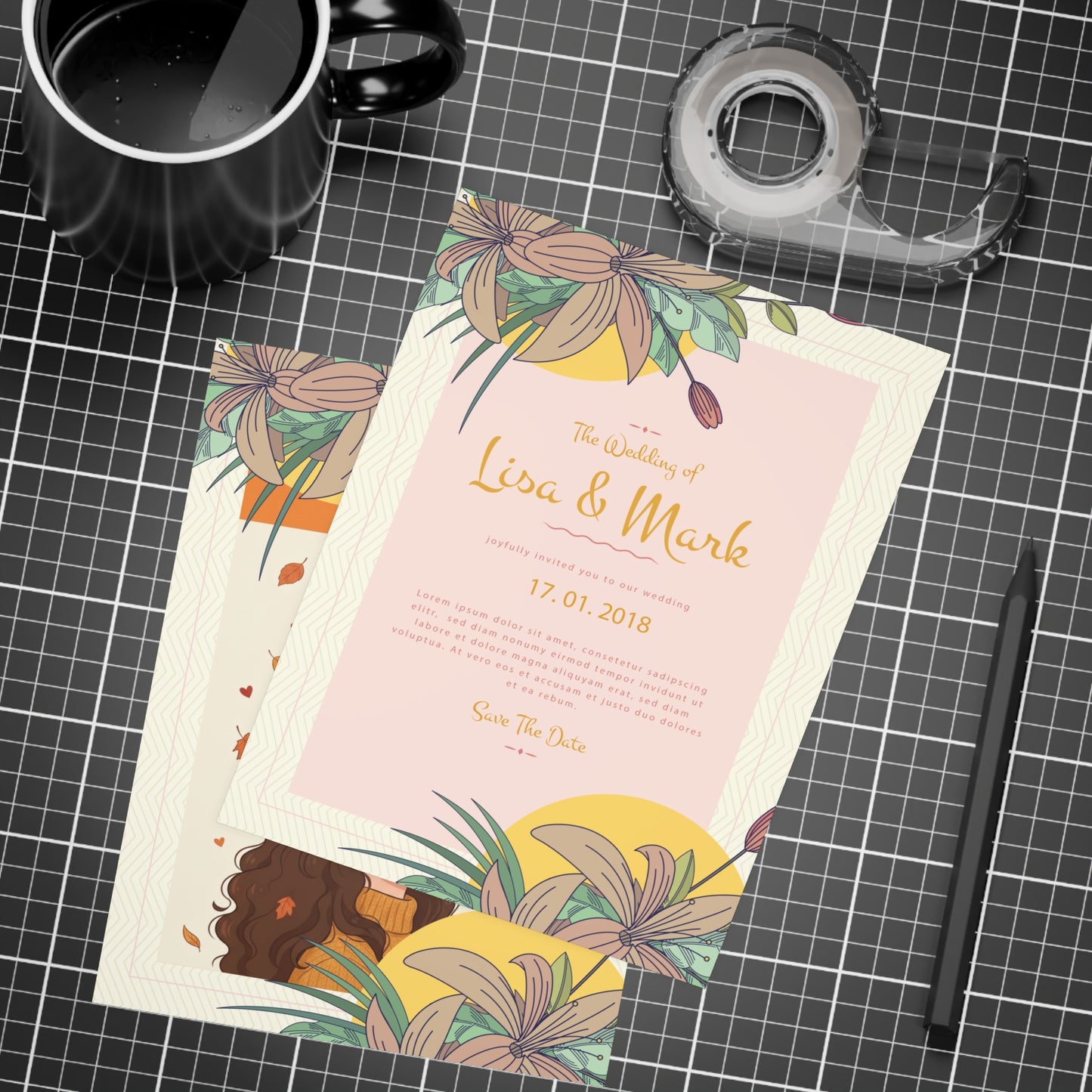 Personalized wedding invitation, I love you