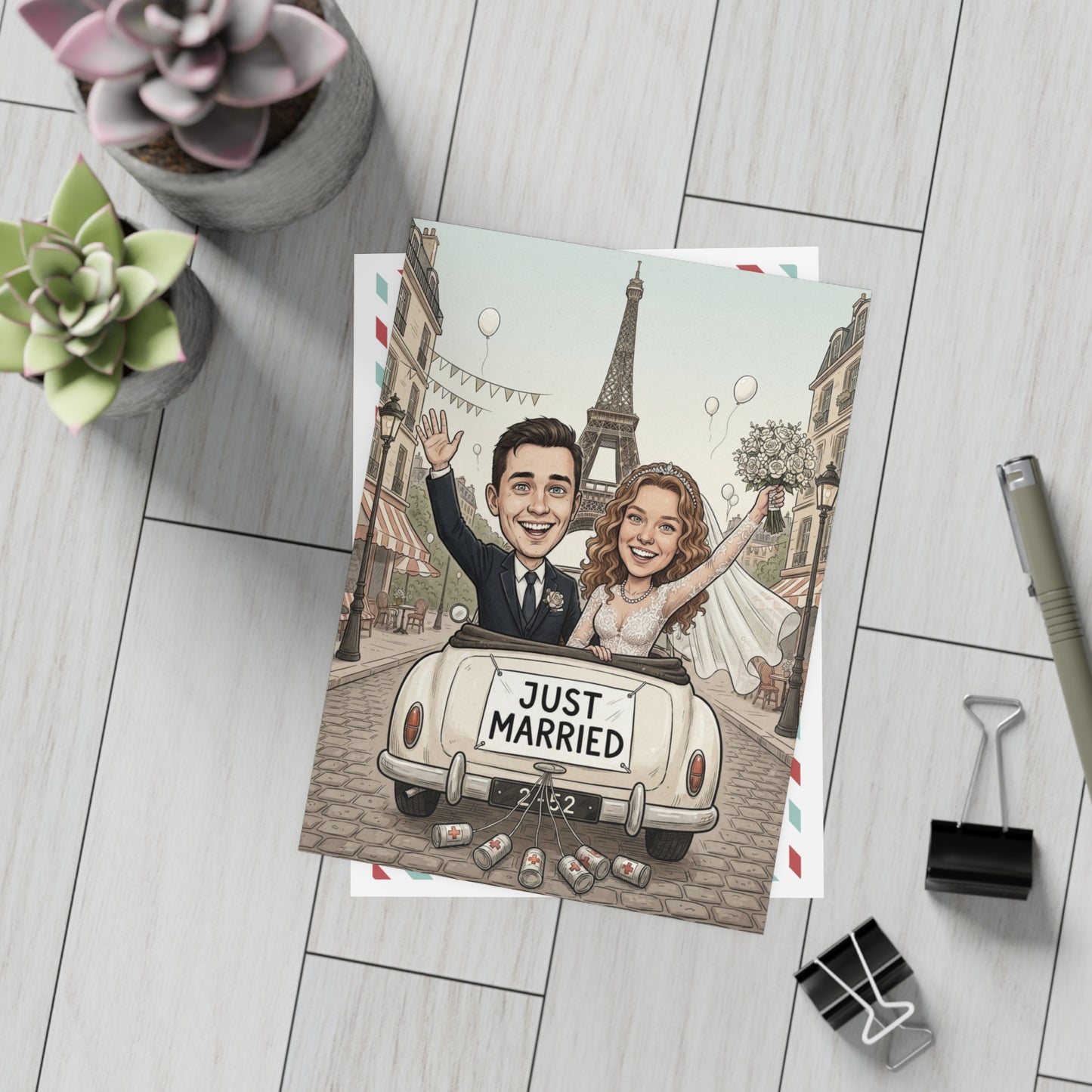 Personalized wedding invitation, Just Married Paris