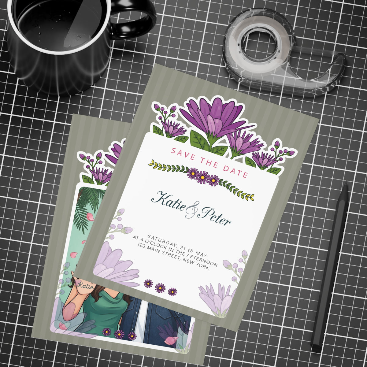 Personalized wedding invitation, henna ceremony, bride and groom