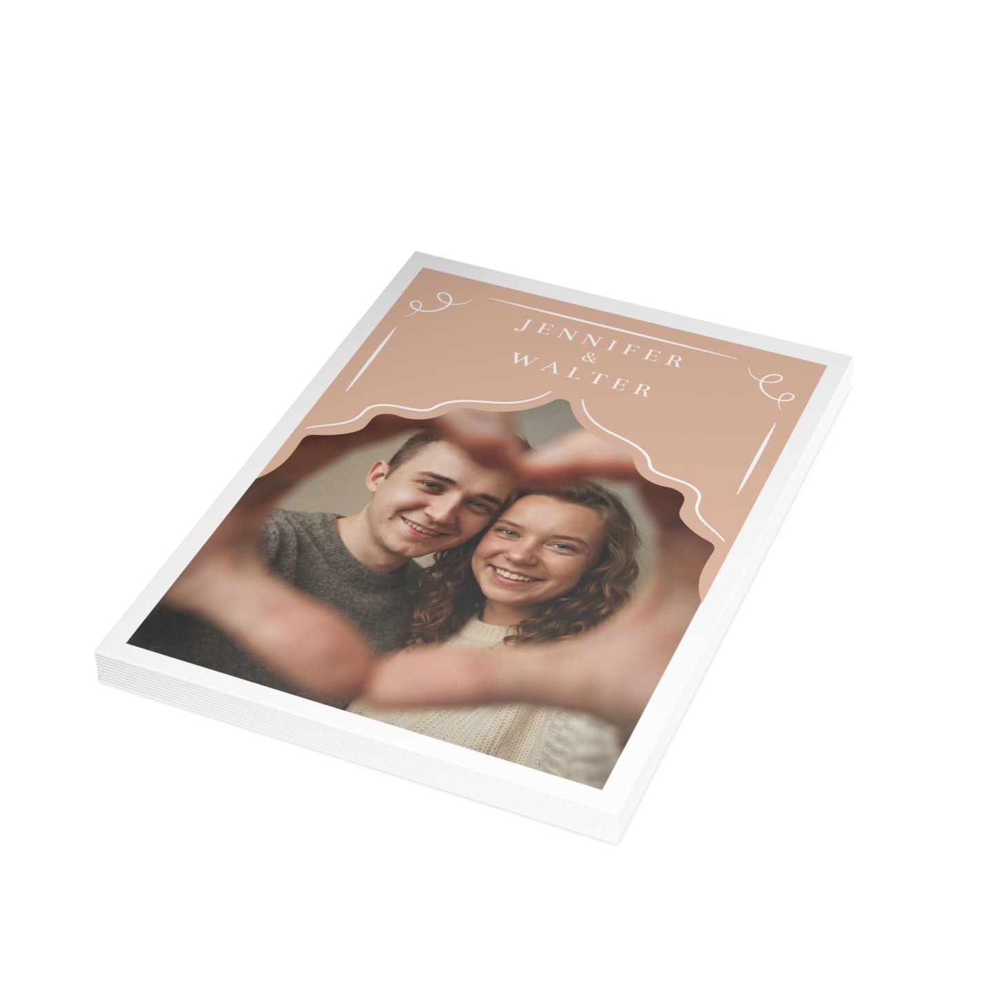Personalized wedding invitation, heart-shaped selfie