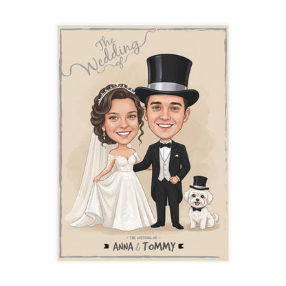 Personalized Wedding Invitation, Bride, Groom and their dog.