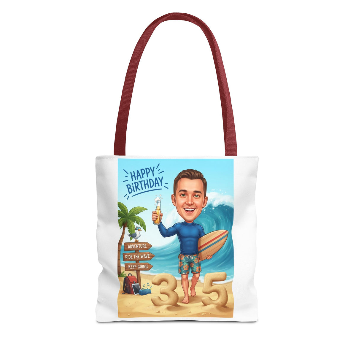 Surfer's birthday personalized Tote Bag (AOP)